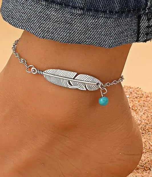 Metal Feather Anklet